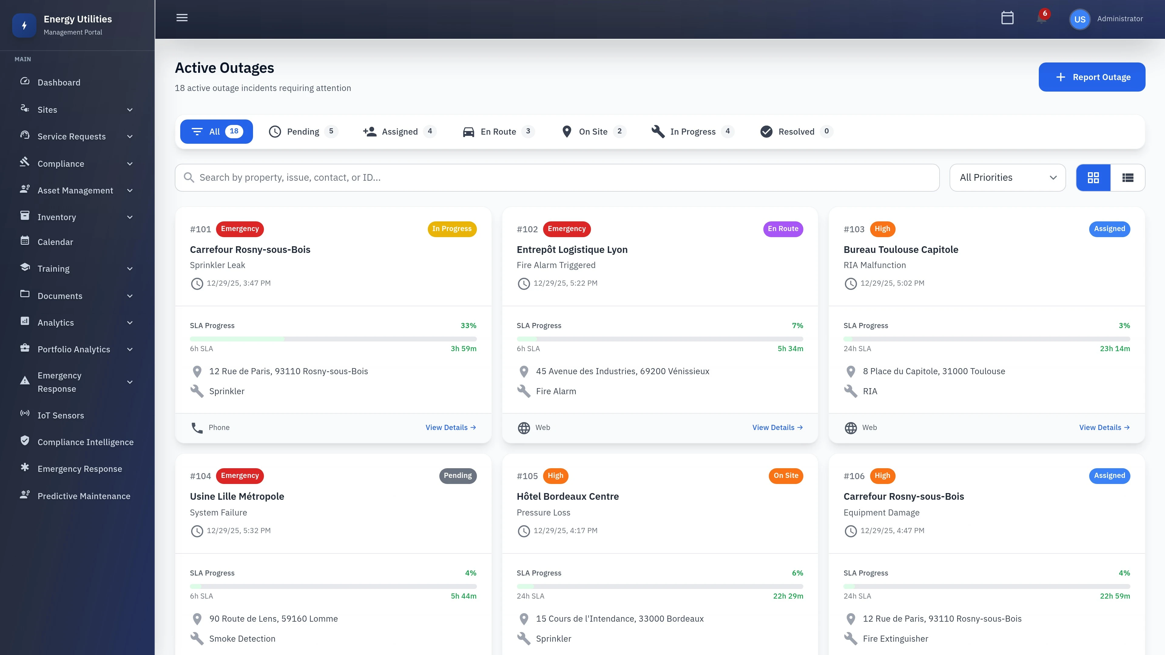 Emergency Response Active Dashboard - Real-time emergency tracking and dispatch coordination